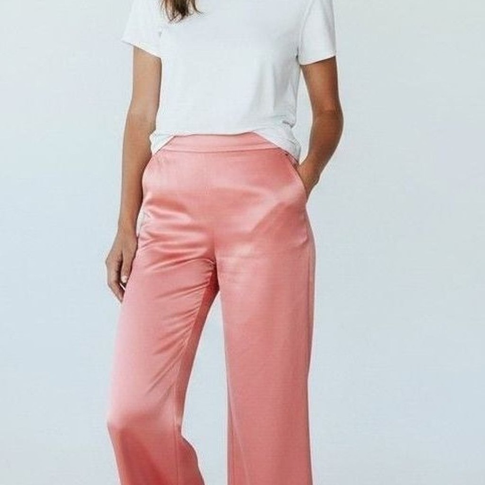 Alice + Olivia Primrose Satin Wide Leg Trousers Size 6 CC211205102